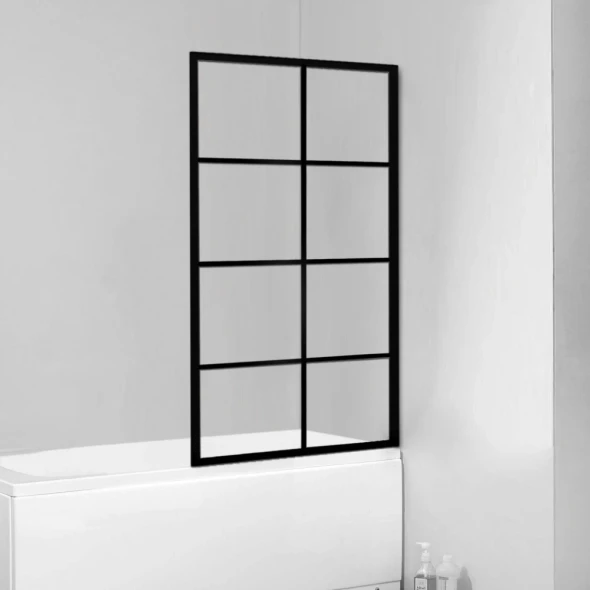 HANK SILK PRINTED GRILLS FIXED BATHTUB SCREEN 700mm - MATTE BLACK