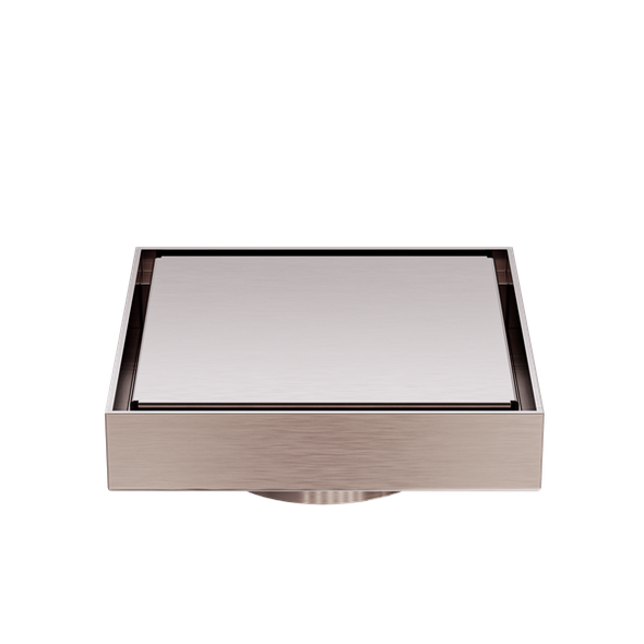 100MM SQUARE TILE INSERT FLOOR WASTE 80MM OUTLET - BRUSHED BRONZE