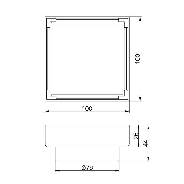 100MM SQUARE TILE INSERT FLOOR WASTE 80MM OUTLET - BRUSHED BRONZE