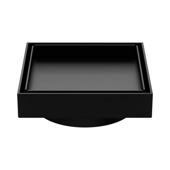 100mm SQUARE TILE INSERT FLOOR WASTE 80mm OUTLET - MATTE BLACK