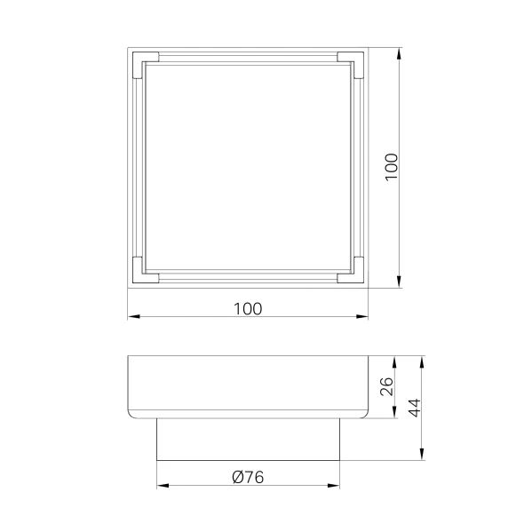 100mm SQUARE TILE INSERT FLOOR WASTE 80mm OUTLET - MATTE BLACK