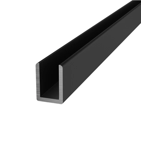 U CHANNEL FOR 10mm GLASS 2000mm - MATTE BLACK