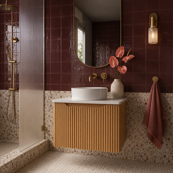 WILLOW NATURAL OAK FLUTED VANITY - 600 