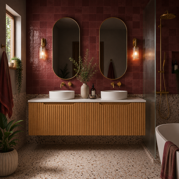 WILLOW NATURAL OAK FLUTED VANITY 1200 DD