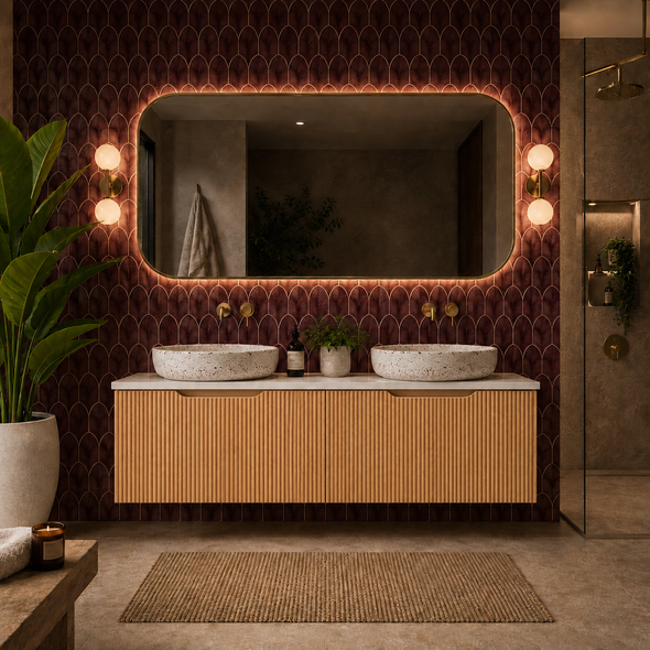WILLOW NATURAL OAK FLUTED VANITY - 1800 DD