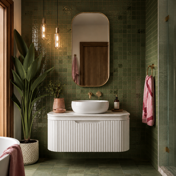GRACE CURVED FLUTED WALL HUNG VANITY 900