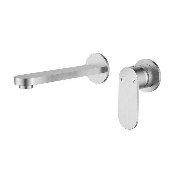 SORA WALL BASIN MIXER TRIM KIT - SEPARATE BACK PLATE - STAINLESS STEEL