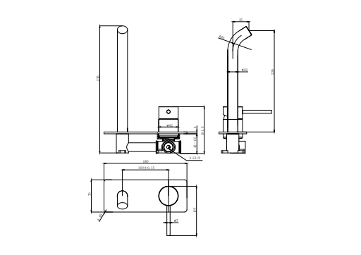 OTUS SLIMLINE WALL BASIN MIXER (220mm SPOUT) TRIM KIT - STAINLESS STEEL