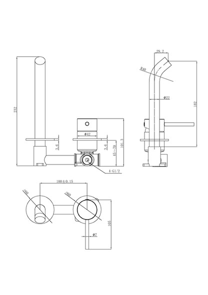 OTUS SLIMLINE WALL BASIN/BATH MIXER - BODY