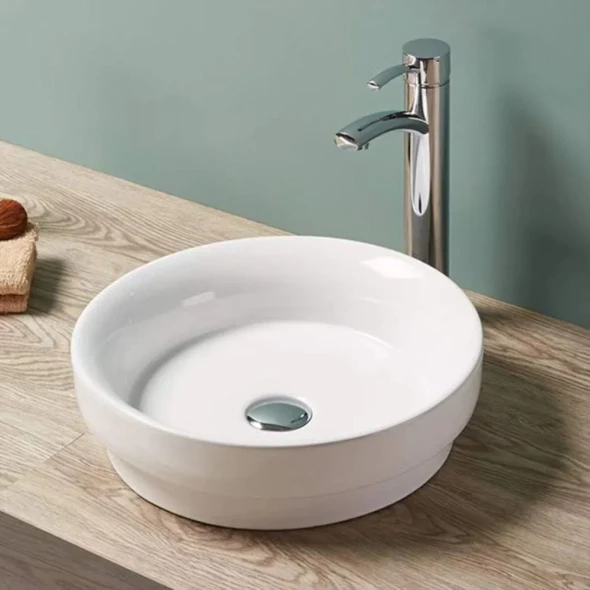 ROUND SEMI RECESSED BASIN - GLOSS WHITE - 400mm