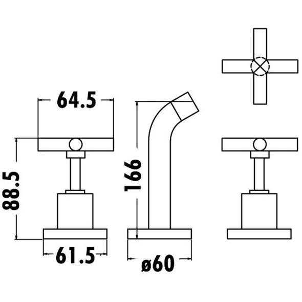 NAUGHTS N CROSSES WALL TAP SET - BRUSHED NICKEL