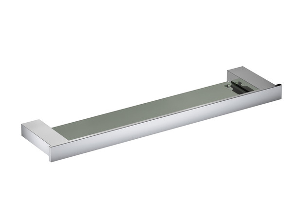 Stainless steel bathroom accessory polished to a brilliant mirror finish.