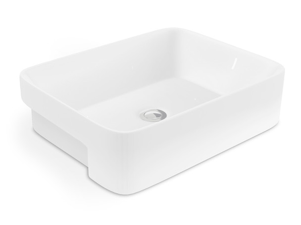 Vitreous china semi recessed basin