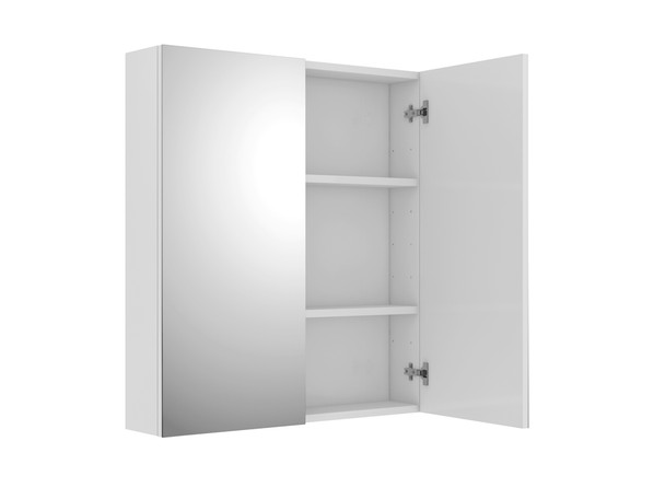 Side Hinged 600 Mirror Cabinet (White Gloss) - 11287