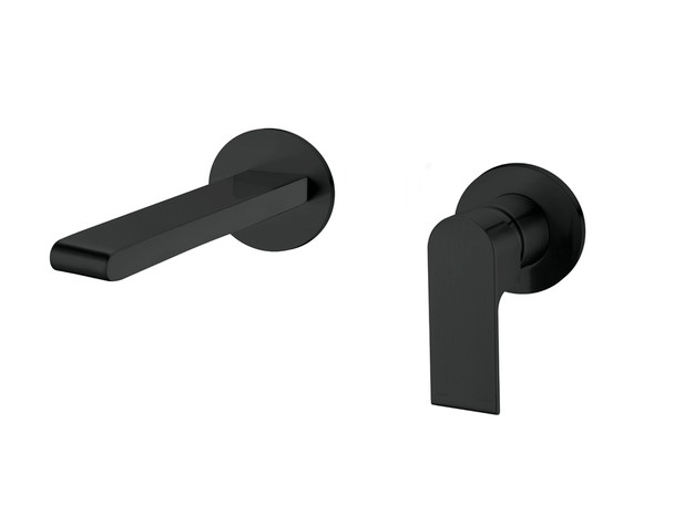 Bianca Two Piece Wall Mixer & Spout Tap (Matt Black) - 14240