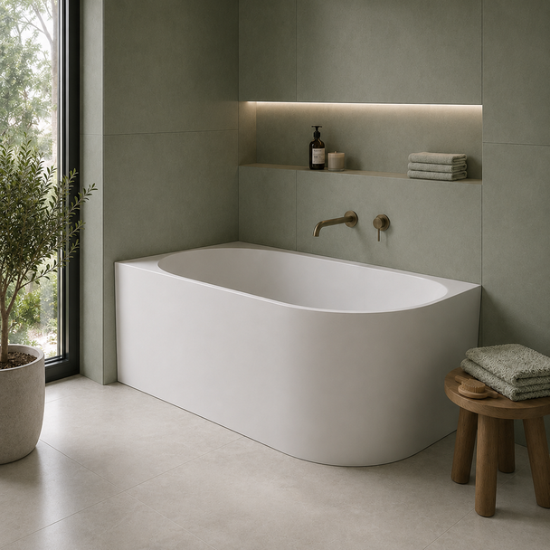 MALVERN RIGHT CORNER BATH 1500 - MATT WHITE