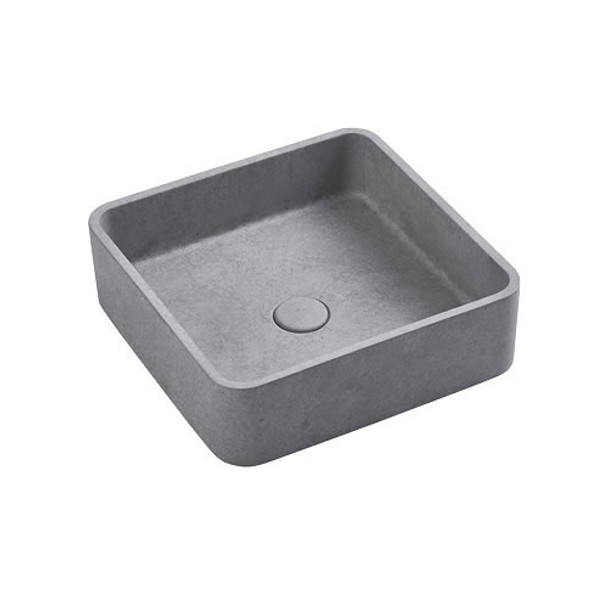 Aosta 390x390x120mm Square Concrete Basin (Inc. Waste) Grey Mist