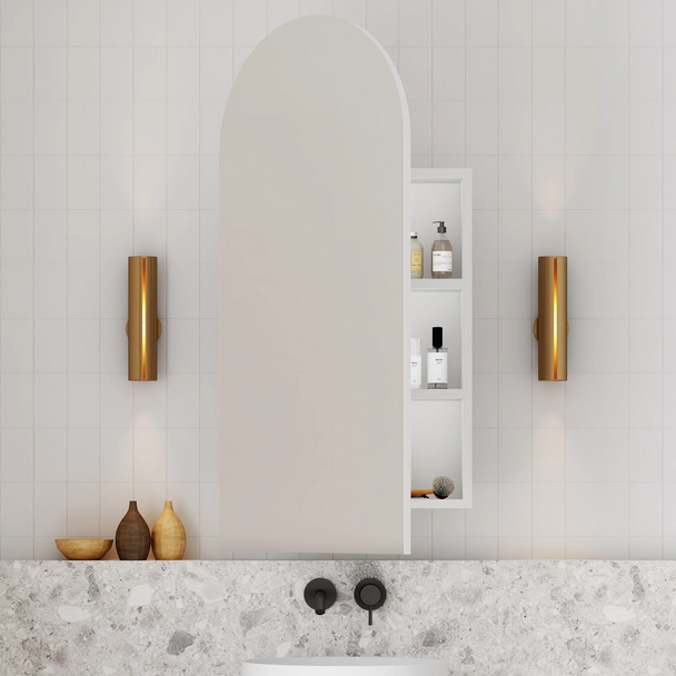 ARIA Arch Side Hinged Mirror Cabinet - 500 x 900mm