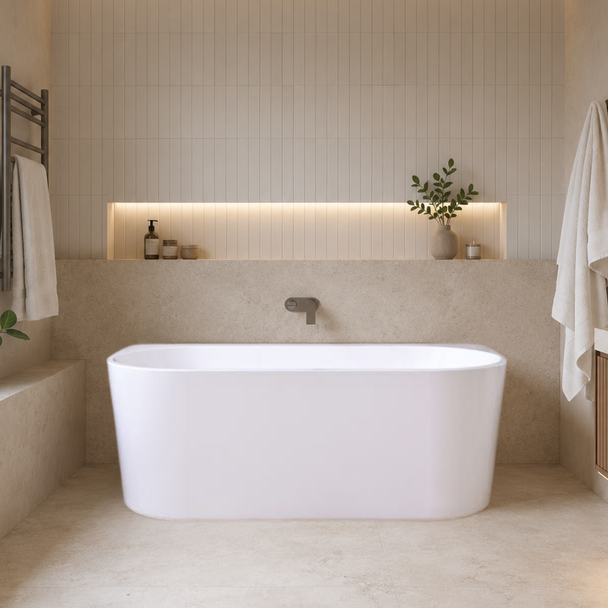 ELIVIA BACK TO WALL BATH - GLOSS WHITE