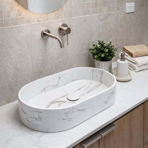 CARRARA OVAL BASIN - MATTE WHITE