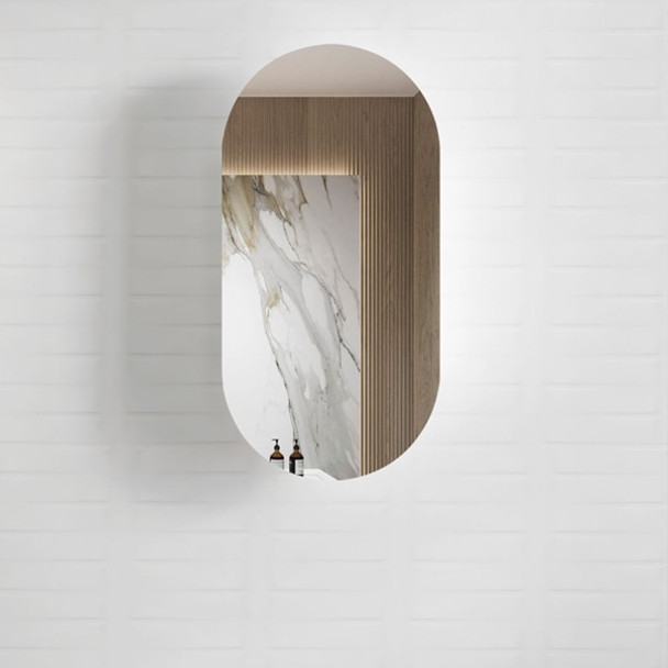 NOOSA PILL SHAPED SHAVING CABINET - NATURAL OAK