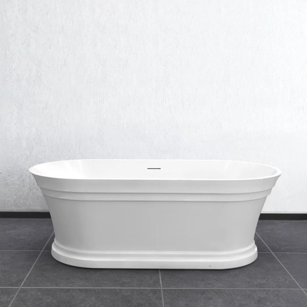 HAMPTON FREESTANDING BATH GLOSS WHITE with OVERFLOW