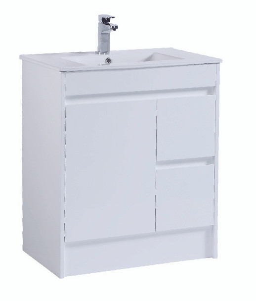 POLAR 750 RH FLOOR MOUNT PVC VANITY CABINET ONLY GLOSS WHITE 