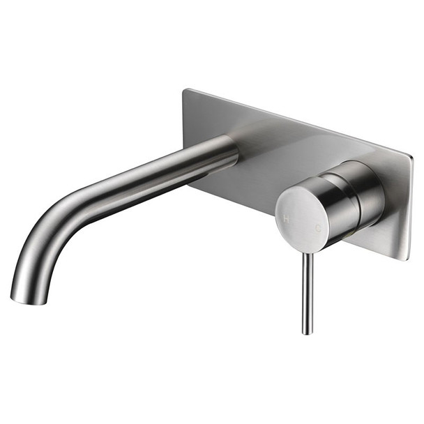 HALI WALL BASIN MIXER SET CURVED SPOUT - BRUSHED NICKEL
