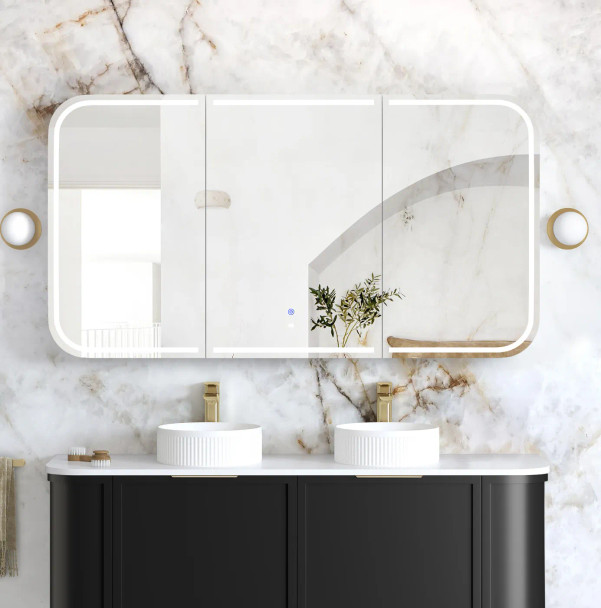LED NEWPORT SHAVING CABINET 1500(W)x750(H) - BLACK OAK