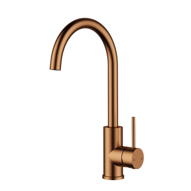 OTUS SLIMLINE GOOSNECK SINK MIXER - BRUSHED COPPER