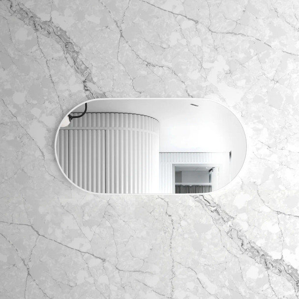 NOOSA 1200x600 OVAL WHITE METAL FRAME MIRROR NOOSA 1200x600 OVAL WHITE METAL FRAME MIRROR