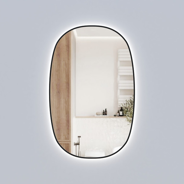 VALMONT VERTICAL LED BACKLIT MIRROR 580mm - BLACK FRAME
