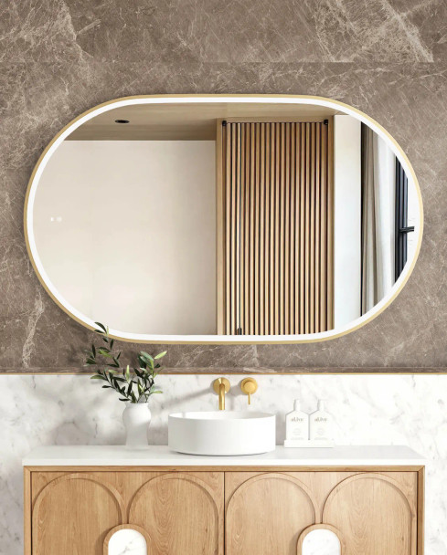 LED NOOSA 1200x750mm GOLD METAL FRAME MIRROR