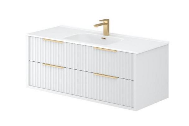 ROME WALL HUNG FLUTED VANITY SINGLE BOWL 1500mm - MATTE WHITE