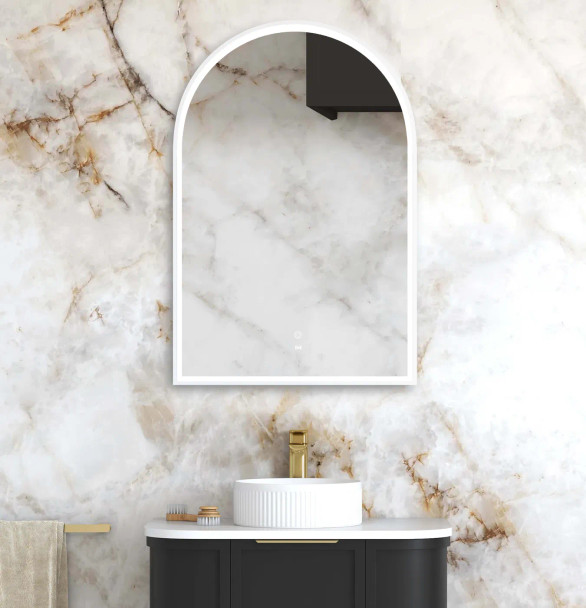 LED ARCHIE MIRROR 900X600 - WHITE METAL FRAME