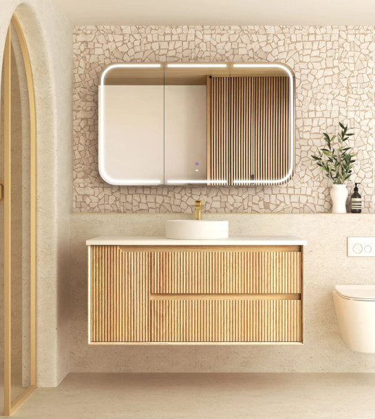 BYRON FLUTED VANITY - 1200MM WOODLAND OAK 
