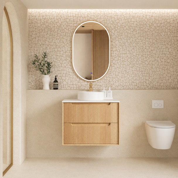 BYRON FLUTED VANITY - 750MM WOODLAND OAK 