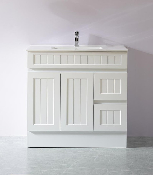 ACACIA FLOOR STANDING VANITY W/ KICK 900 RHD - MATTE WHITE