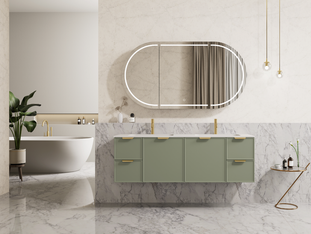 MIAMI Wall Hung Vanity 1500mm - Olive Green