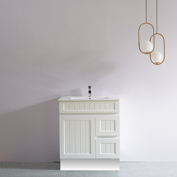 ACACIA FLOOR STANDING VANITY W/ KICK 750 RHD - MATTE WHITE