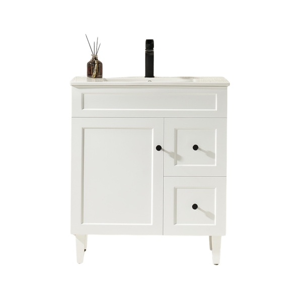 HARRINGTON FREESTNDING VANITY ON LEGS 750mm RIGHT DRAWS- MATTE WHITE 