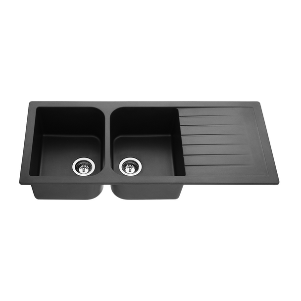 QUIN DOUBLE SINK WITH DRAINER MATTE BLACK 1160*500*225 