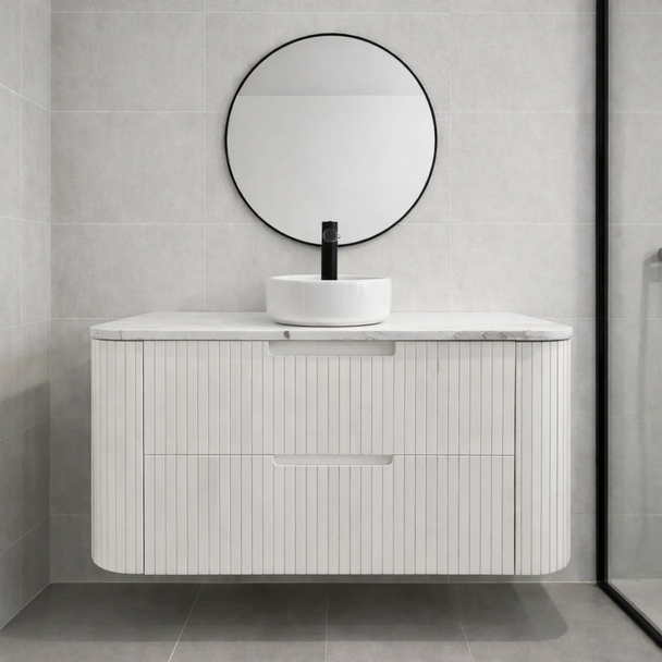 ALEXANDRA - CURVED - MATTE WHITE WALL HUNG VANITY DD 1200