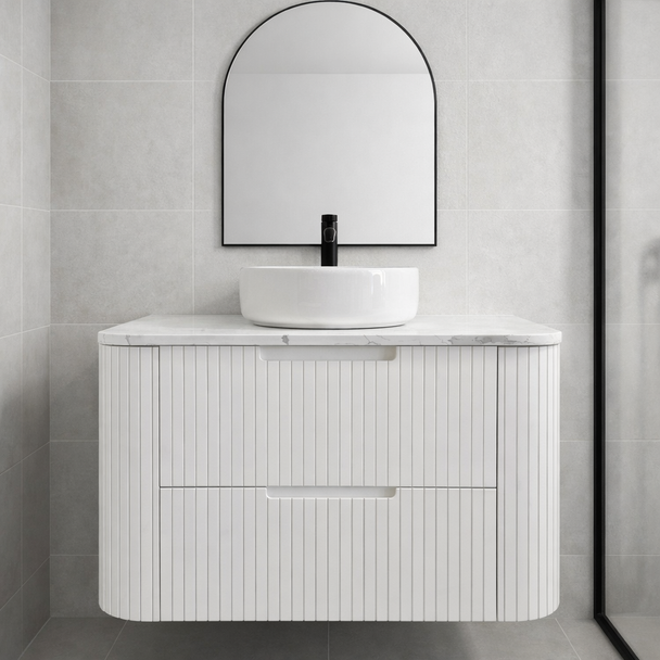 ALEXANDRA - CURVED - MATTE WHITE WALL HUNG VANITY DD 900