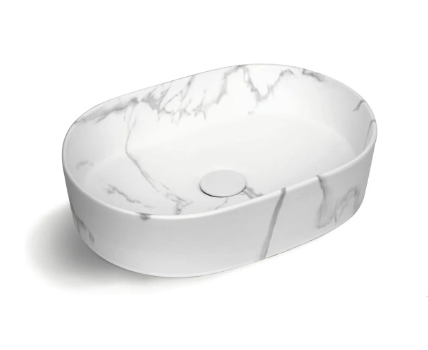 QUAY OVAL BASIN 500x340x120 - MATTE CARRARA