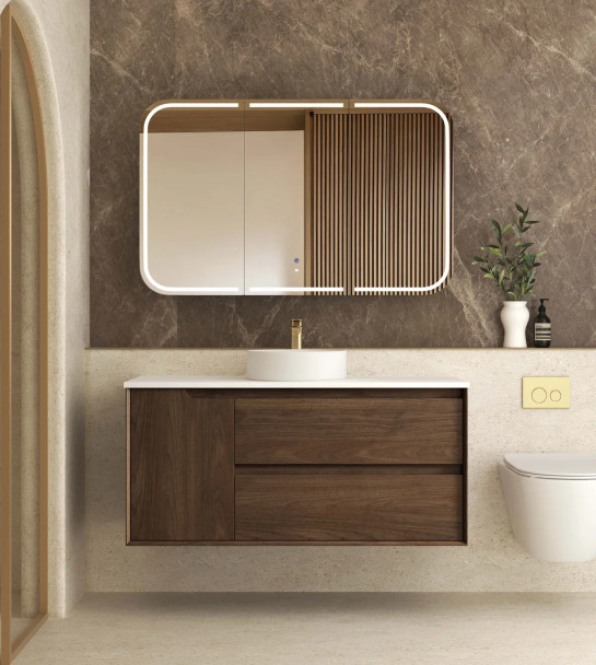BYRON WALL HUNG VANITY 1200mm - SABLE WALNUT