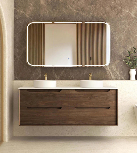 BYRON WALL HUNG VANITY 1500mm - SABLE WALNUT