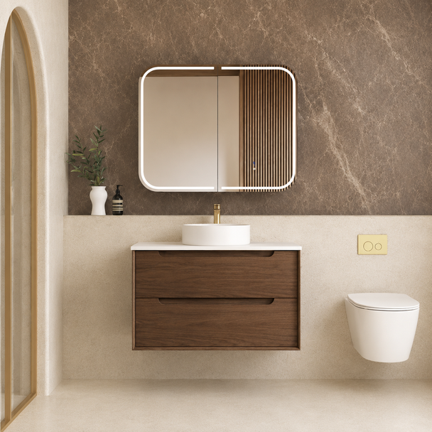 BYRON WALL HUNG VANITY 900mm - SABLE WALNUT