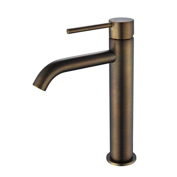 STAR MINI MID RISE BASIN MIXER CURVED SPOUT - ANTIQUE BRASS