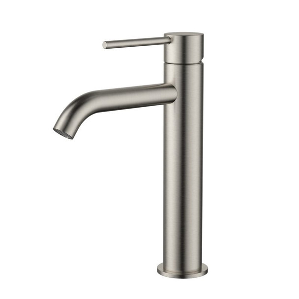 STAR MINI MID RISE BASIN MIXER CURVED SPOUT - BRUSHED NICKEL